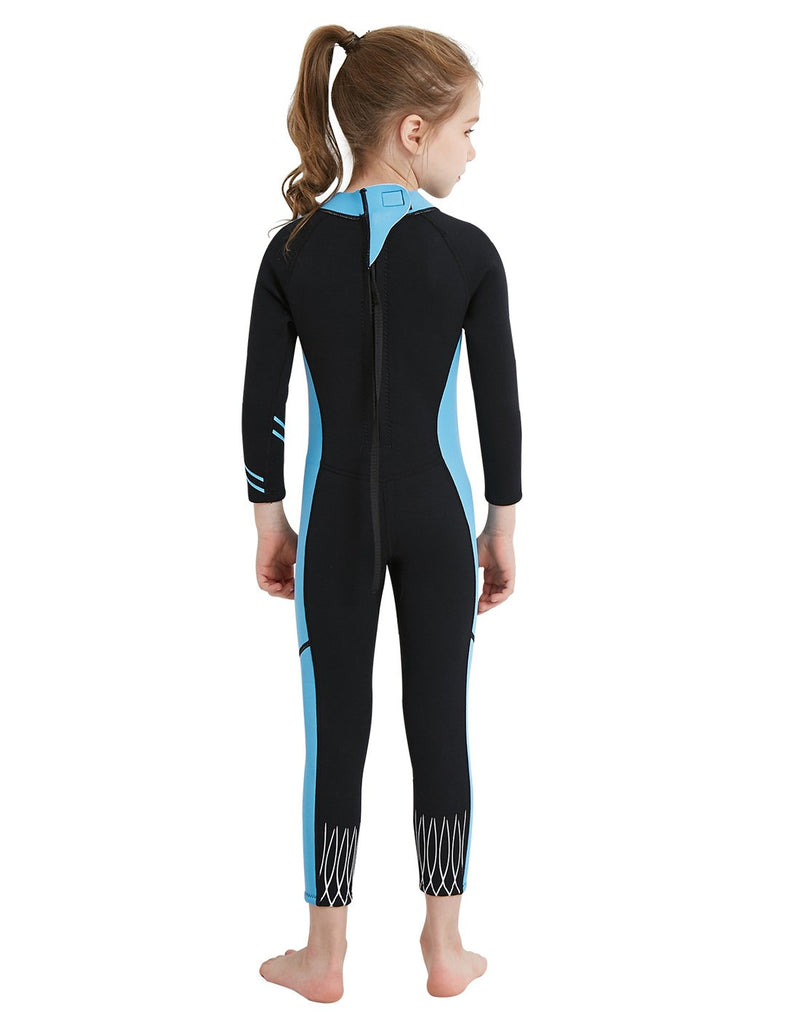 DIVE & SAIL Kids 2.5mm Wetsuit Long Sleeve One Piece UV Protection Thermal Swimsuit Black-1 Small - BeesActive Australia