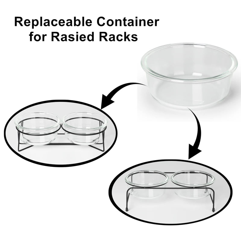 GDCZ Glass Raised Cat or Small Dog Bowls 18 Ounces Transparent - BeesActive Australia