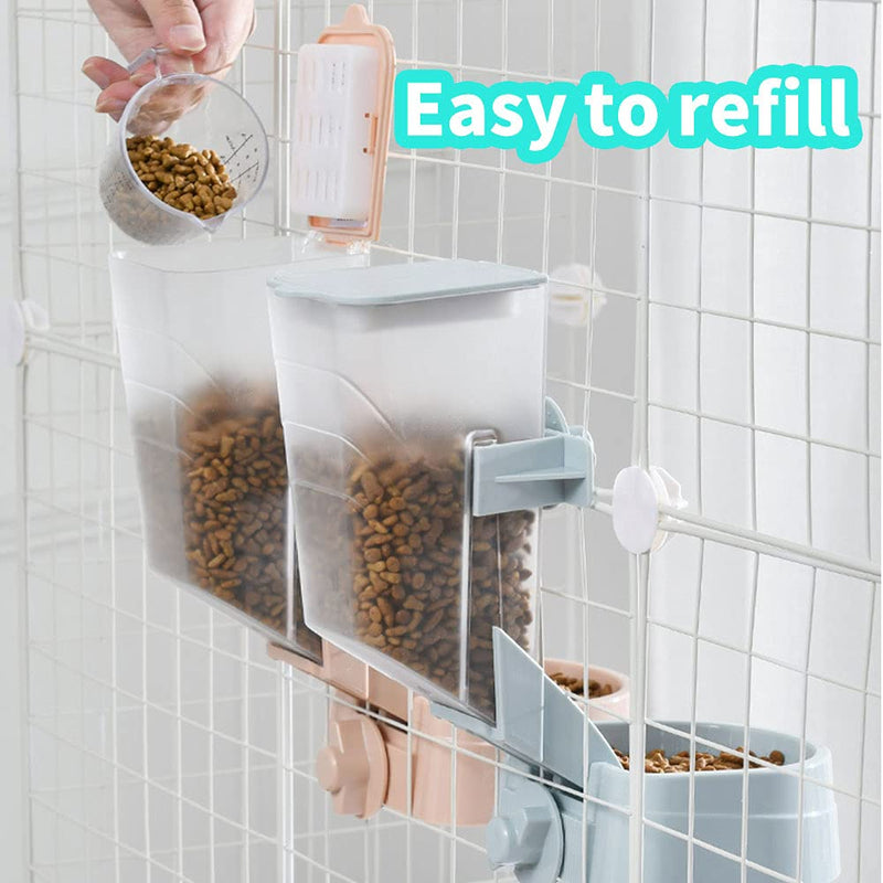 Oncpcare Rabbit Food and Water Bowls Set, Automatic Feeder Food Dish Small Animal Bin Feeder with Lid for Bunny Cat Ferret Chinchilla Guinea Pig Blue - BeesActive Australia