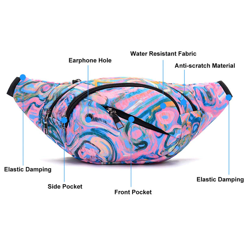 Ausion Fanny Pack Waist Bag for Men&Women Adjustable Belt Hip Bum Bag Fashion Water Resistant Hiking Waist Bag for Traveling Casual Running Hiking Cycling Purple - BeesActive Australia