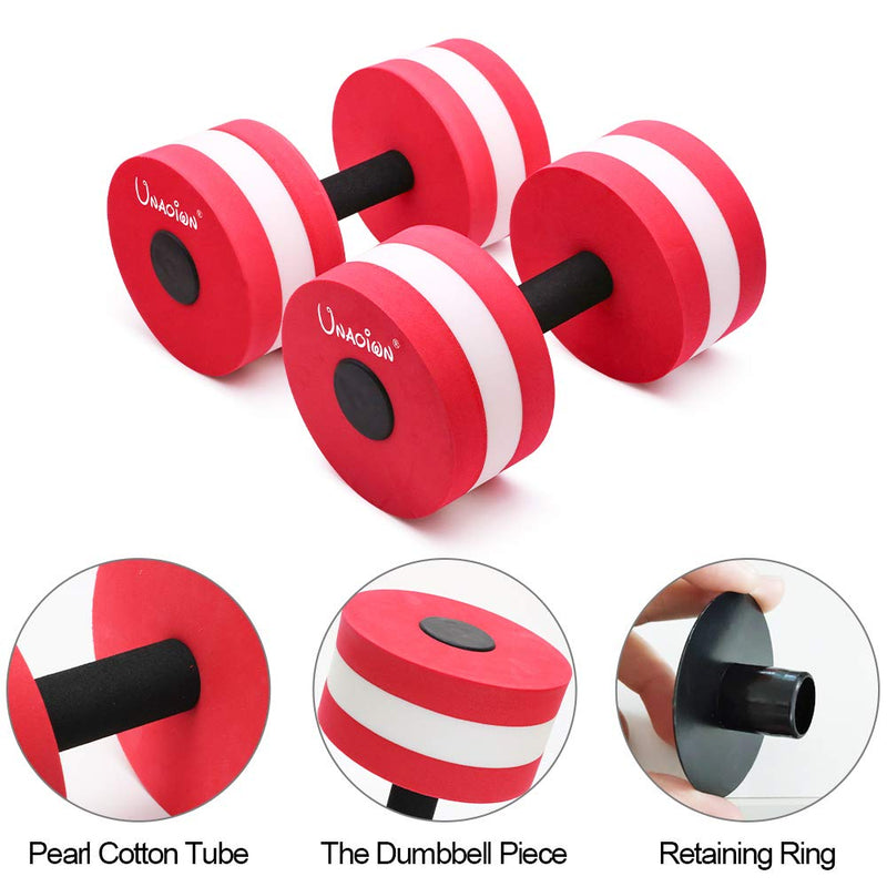 UNAOIWN Water Dumbbells Water Aerobics for Pool Fitness Exercise Lightweight Resistance Aquatic Dumbbell Pool Barbells for Swimming Heavy Red,2 Pack - BeesActive Australia