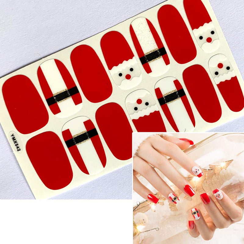 WOKOTO 6 Sheets Adhesive Nail Art Polish Stickers Strips Set With 1Pc Nail File Nail Wraps Decals Manicure Kit For Christmas KIT2 - BeesActive Australia