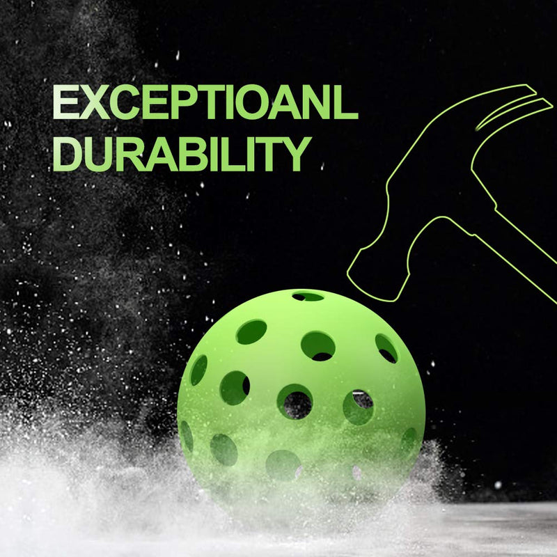 ZOEA Premium 40 Holes Outdoor Pickleball Balls, Durable Ball with Nice Bounce, High Visibility for Outdoor & Indoor Courts 6 Packs Bright Yellow & Green Outdoor - Green - BeesActive Australia