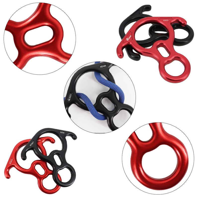 TRIWONDER 35KN 50KN Aluminum Climb Figure 8 Descender Rigging Plate Rappel Gear Rock Climbing Rescue Belay Device Downhill Equipment Heavy Duty 50KN Red - BeesActive Australia