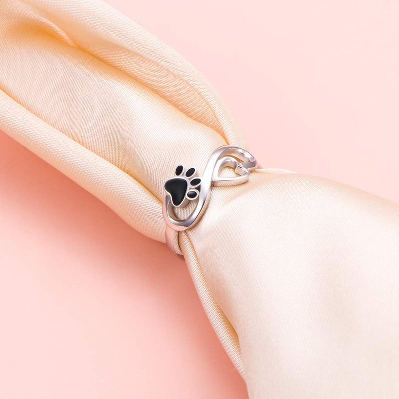 DAOCHONG Puppy Pet Lovers Paw Print Ring Love Heart 925 Sterling Silver Animal Ring Pet Animal Jewelry Love Dog Cat Claw Ring Pet Loving Friend and Families Gifts 8 - BeesActive Australia