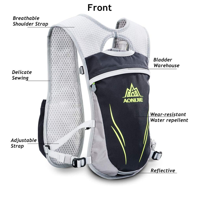 [AUSTRALIA] - AONIJIE Running Hydration Vest Backpack for Women and Men Lightweight Trail Running Backpack 5.5L Gray 