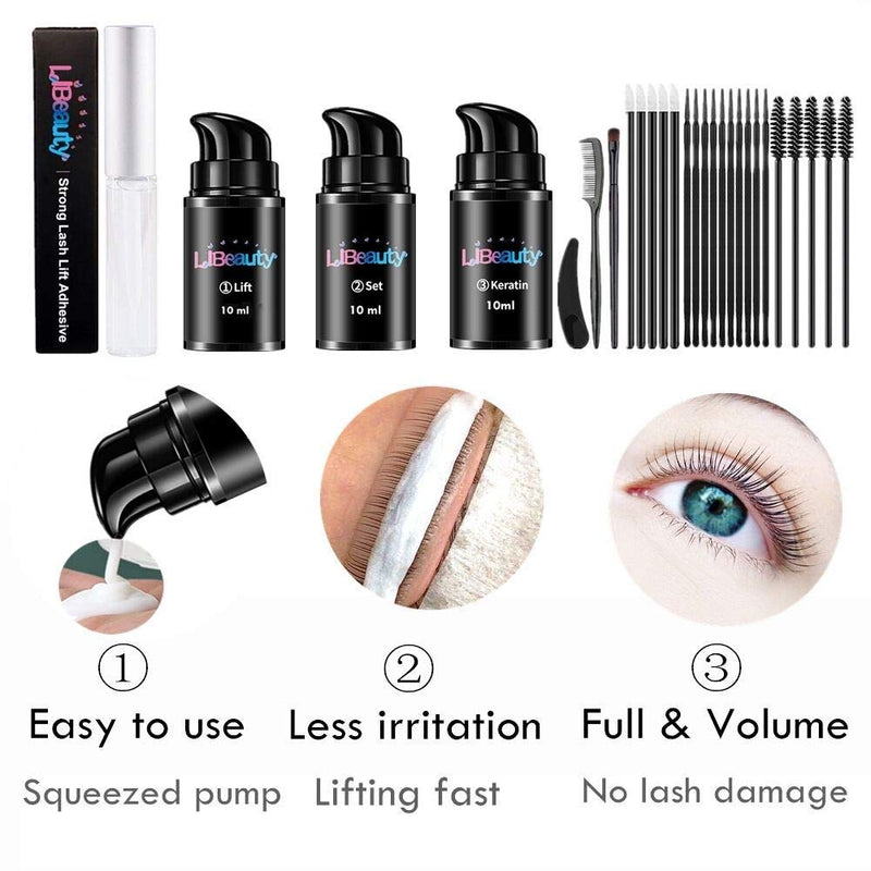 Libeauty Lash Lift Kit, Eyebrow Lamination Eyelash Perming Kit Professional 3 Minutes Lash Lifting with Big 10 ml Airless Pump Won't Break and Whole Lash Lift Tools DIY at Home White - BeesActive Australia