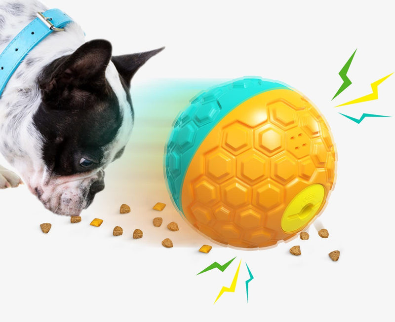 Interactive Food Toy for Dog and Cats, Pet Food Dispensor Tumbler Dog Treat Toy, Dog Slow Feeder Treat Dispensing Puzzle Toys for Small Dogs /Cats,Robot Shape Dog Toys Yellow Ball for large dog - BeesActive Australia