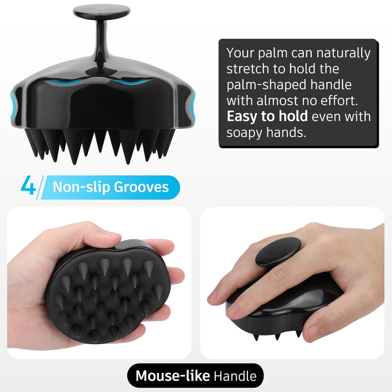FREATECH 2-Pack Scalp Massager Shampoo Brush, Shower Hair Scrubber Scalp Exfoliator with Flexible Silicone Bristles for Dandruff Removal and Hair Growth, Wet and Dry Use for Men, Women, Kids, Pets Black & Green - BeesActive Australia