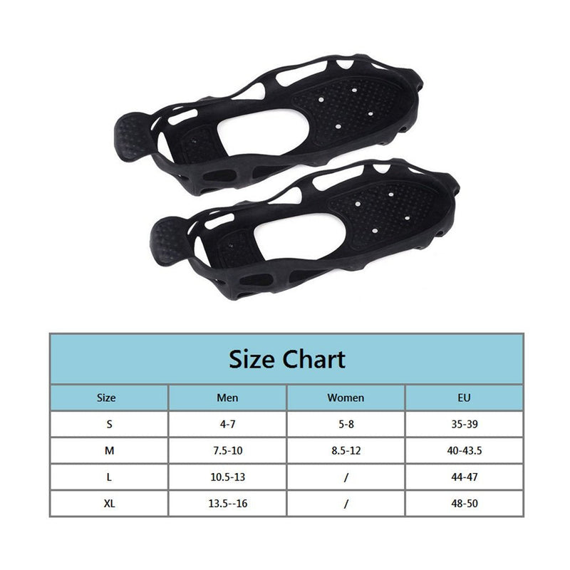 1 Pair of 24 Teeth Ice Snow Grips Grippers Anti-Slip Lite Duty Serious Walk Traction Cleats with 2 Removable Straps for Walking, Jogging, Hiking on Snow and Ice, Slippery Terrain Size: S/M/L/XL M(Men:7.5-10/Women:8.5-12) - BeesActive Australia
