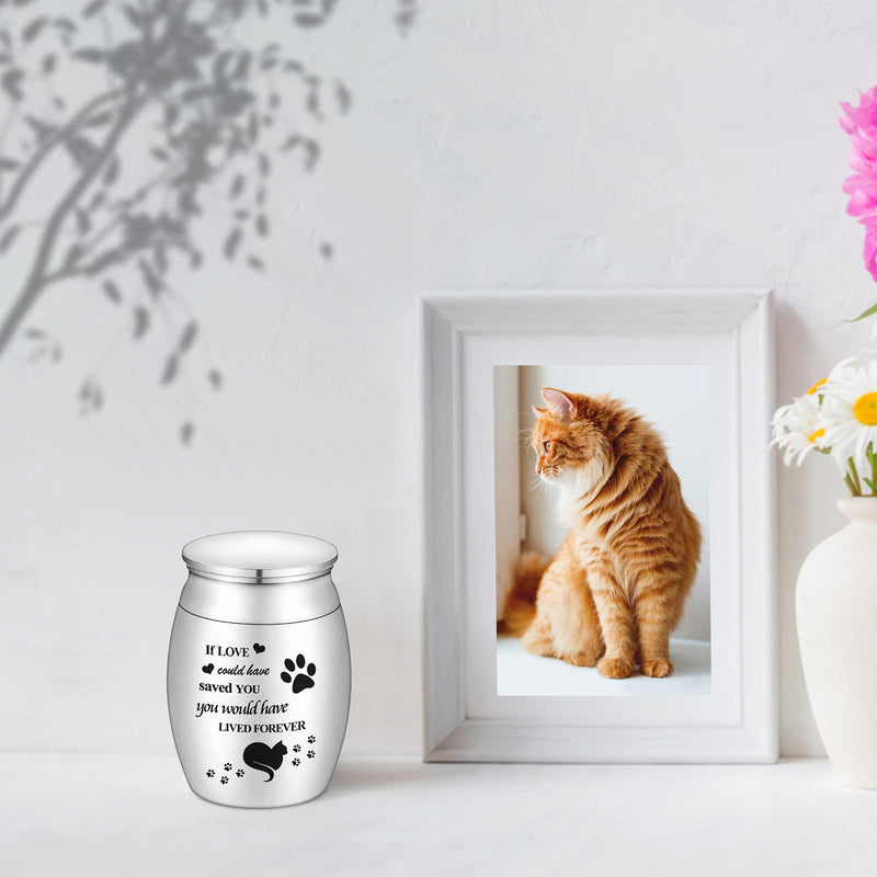 Mini Small Cat Urn for Ashes 1.57 Inches Tiny Cremation Urn for Pet Ashes Mini Cat Paw Keepsake Urn Stainless Steel Small Ashes Urns Mini Small Urn for Cat Ashes Holder S Silver - BeesActive Australia