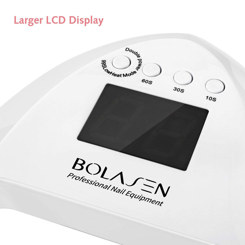 LED Nail Lamp, BOLASEN 54W Nail Dryer, Led Gel Nail Polish Light for Quick Drying, Dual Light Source for LED Gel Polish, with 4 Timer 10s,30s,60s,99s/Automatic Sensor/Large LCD Display - i6 PLUS - BeesActive Australia