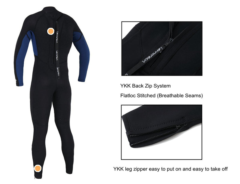 Lemorecn Kids Wetsuits Youth 3 mm Full Diving Suit Black+Blue 6 - BeesActive Australia