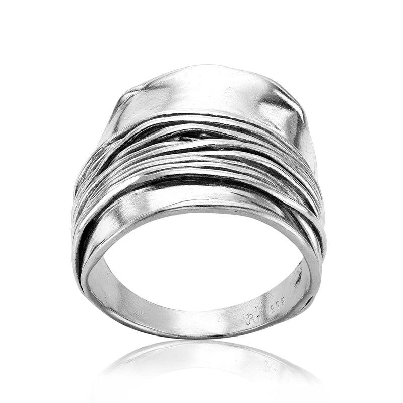 925 Sterling Silver Shield Ring With Center Wire Wrap, Textured, Vintage Look Stylish Hypoallergenic, Nickel and Lead-free, Artisan Handcrafted Designer Collection Made in Israel (Size 5-11) 6 - BeesActive Australia