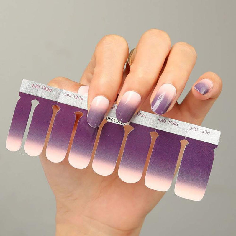 WOKOTO 16 Sheets Gradient Adhesive Nail Polish Strips With 1Pc Nail File Solid Color Nail Wraps Decals Stickers Tips Manicure Kit KIT1 - BeesActive Australia