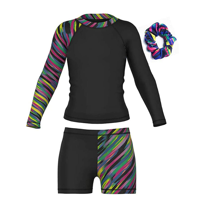 Long Sleeve Swimsuits for Kids 2 Pieces Set Swimwear Quick Dry Surfing Wetsuit for Girl/Boy 5-12 Years Long-black 13-14 Years - BeesActive Australia