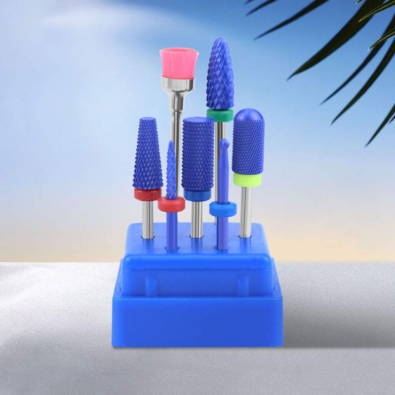 7pcs Ceramic Nail Drill Bits Set for Acrylic Nails 3/32 Professional Ceramic Nail Drill Bit Set for Cuticle Acrylic Gel Nail Polishing Manicure - BeesActive Australia