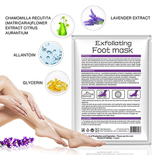 Foot Peel Mask - 3 Pack - Deep Exfoliating Peel Off Mask for Women and Men For Cracked Heels, Dead Skin and Calluses - Make Your Feet Baby Soft Get Smooth Silky Skin - Removes Rough Heels Dry Skin Lavender - BeesActive Australia