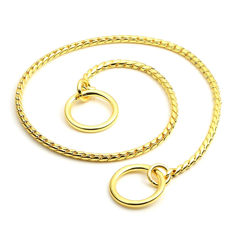 Filhome Metal Chain Dog Choke Collar, Puppy Pet Snake Chain Stainless Steel Slip Chain Collar for Dogs Walking Training¡­ 3.0mm x 16.0 inch Gold - BeesActive Australia