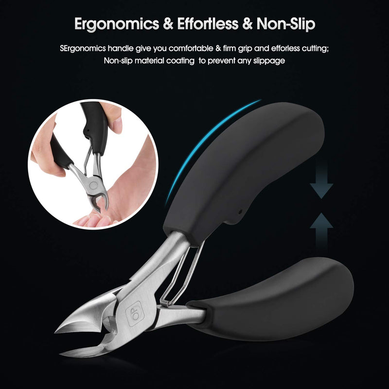 Podiatrist Toenail Clippers Ingrown or Thick Toe Nail Clippers for Men, Toenail Cutters Nipper Precision Diabetic Pedicure Tool Curved Edge, opove X5 Silver - BeesActive Australia