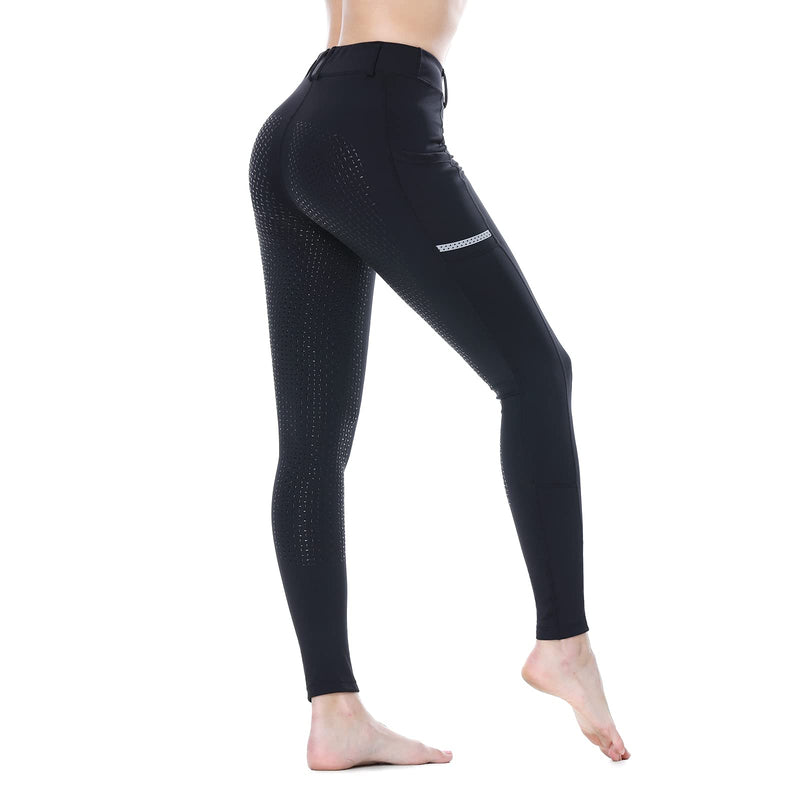 SPOEAR Horse Riding Pants Equestrian Women Full Seat Breeches Horseback Riding Tights Silicone Pockets Black Small - BeesActive Australia
