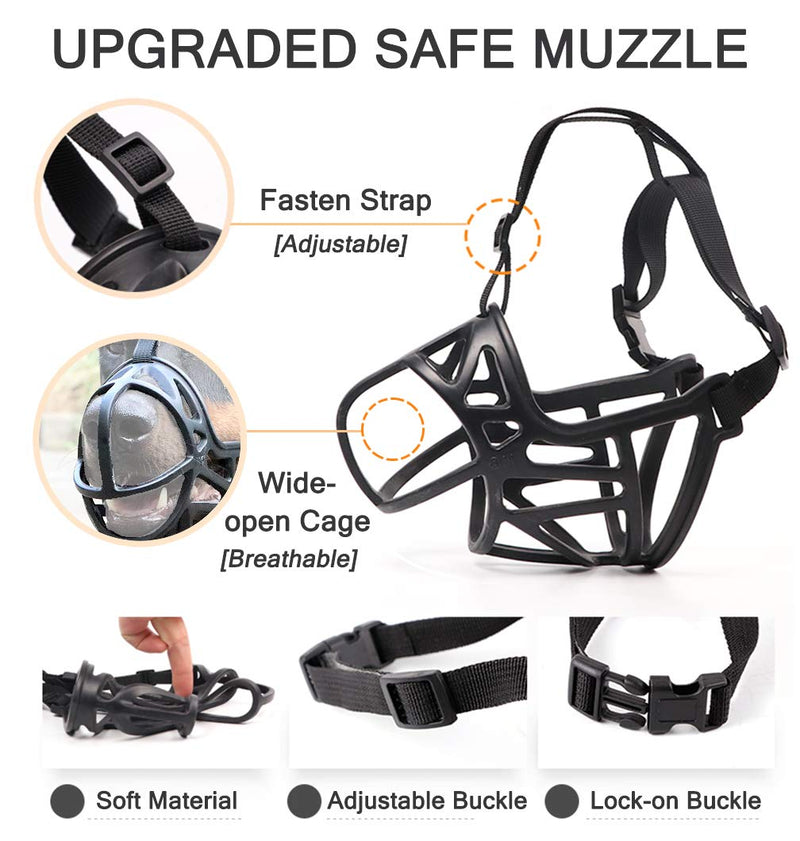 Dog Muzzle, Breathable Basket Muzzle to Prevent Barking, Biting and Chewing, Humane Muzzle for Small, Medium, Large and X-Large Dogs L Black - BeesActive Australia