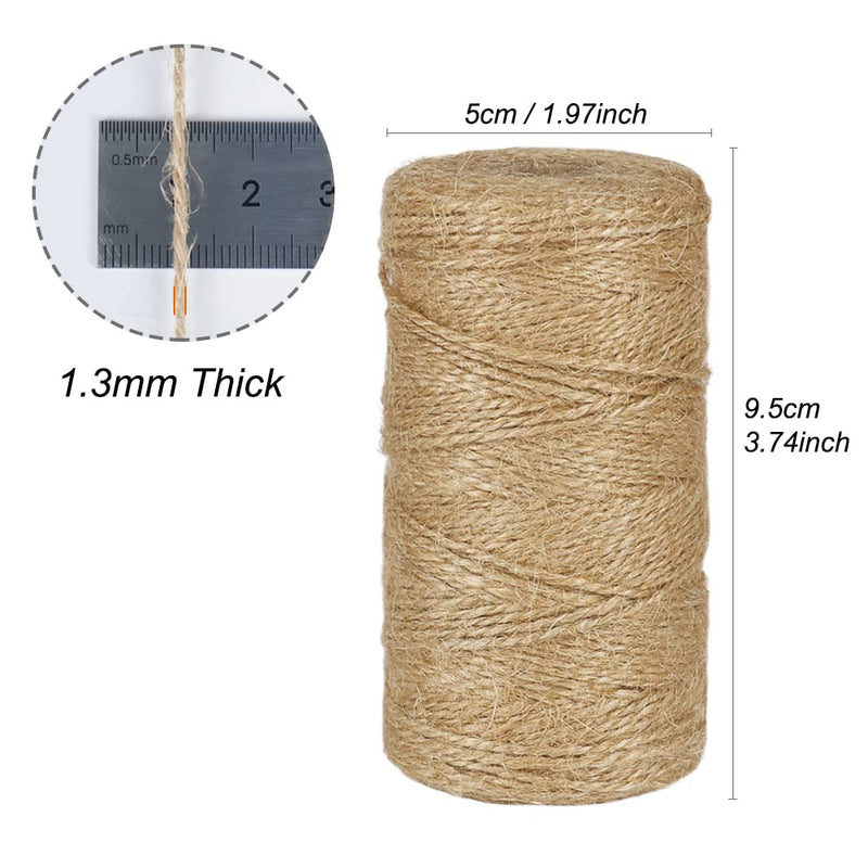 Tenn Well Natural Jute Twine, 328 Feet 2Ply Rustic Twine String for Crafts, Gift Wrapping, Packing, Christmas Decoration and Gardening Applications 328FT - BeesActive Australia