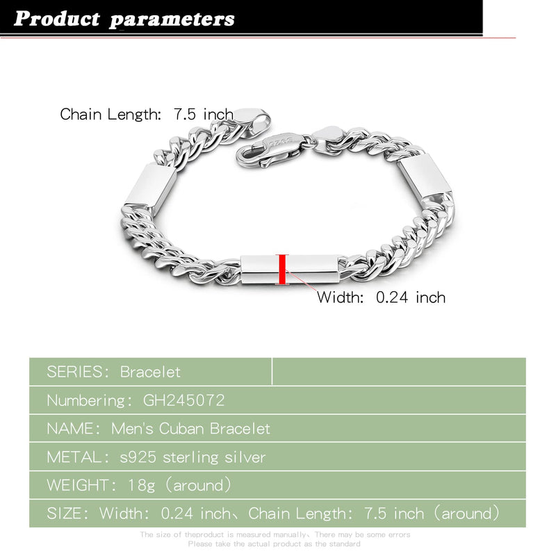 Men 6mm Miami Cuban Link Bracelet Rhodium Plated Hypoallergenic 925 Sterling Silver Fine Jewelry Hip Hop Cuff Chain Bangles For Women Teen Boy Birthday Gift Fashion Style 8 inch - BeesActive Australia