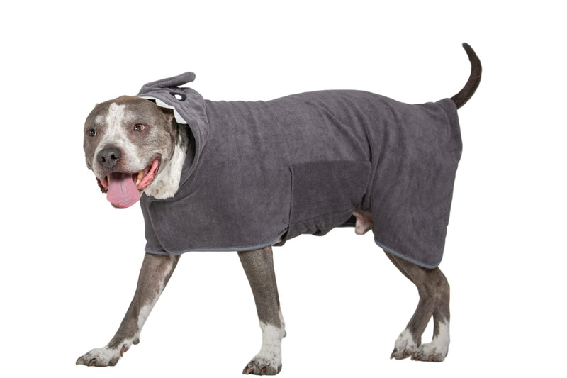 BoxDog Wearable Microfiber Dog Towel with Monster or Shark Hoodie | Soft Dog Bathrobe (Large, Grey Shark) Large - BeesActive Australia