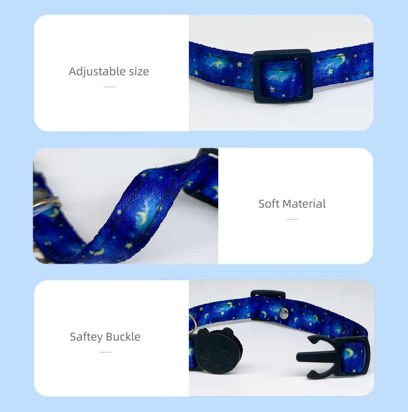 Cat Collars Breakaway with Bell - 2 Pack Cat Safety Collars for Boys & Girls - Safety Buckle Kitten Collars for Pet Supplies,Stuff,Accessories Blue - BeesActive Australia