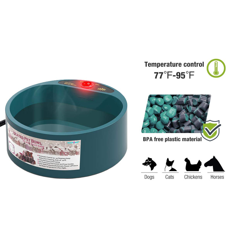 PETLESO Heated Pet Bowl, Heating Dog Water Bowl for Dogs, Cats, Rabbits, Chickens 68OZ - BeesActive Australia