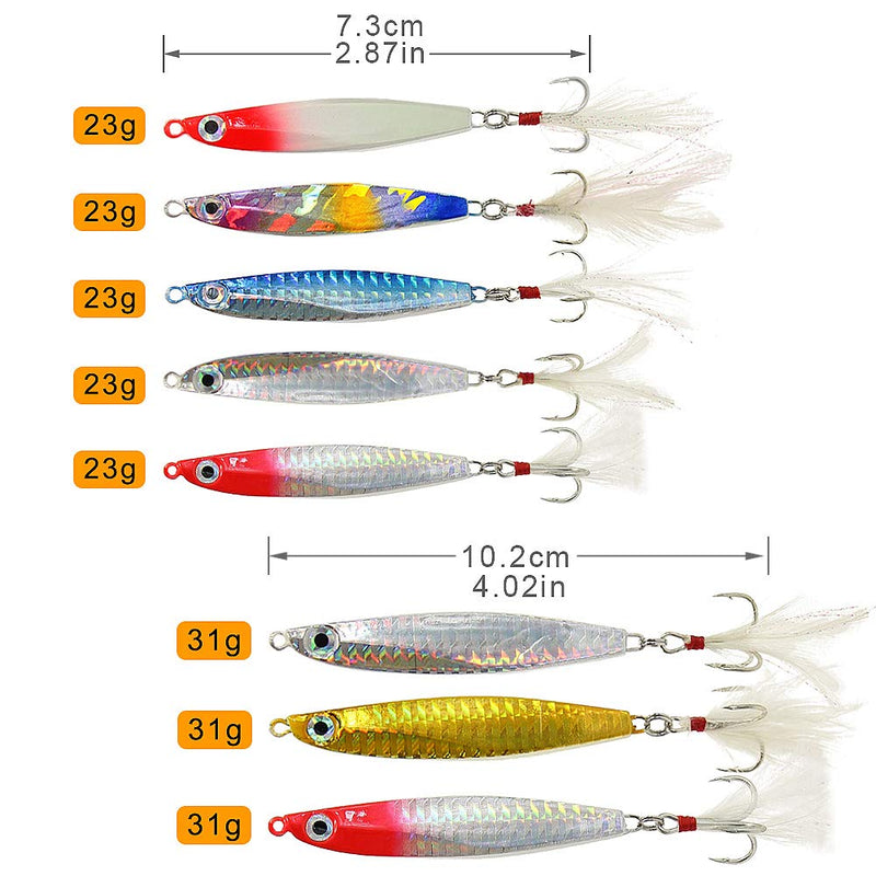 [AUSTRALIA] - Jigging Spoon Micro Spoon Jig Vertical Jigging Lures Sinking Metal Fishing Bait for Saltwater Freshwater Bass Fishing(Pack of 8) 