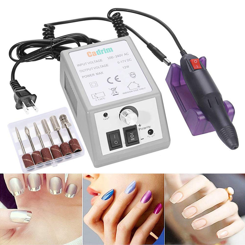 Electric Nail Drill Cadrim Nail Drill Machine Nail File Drill Set Kit for Acrylic Nails Gel Nail Glazing Nail Drill Nail Art Polisher Sets Glazing Nail Drill Fast Manicure Pedicure Gray - BeesActive Australia