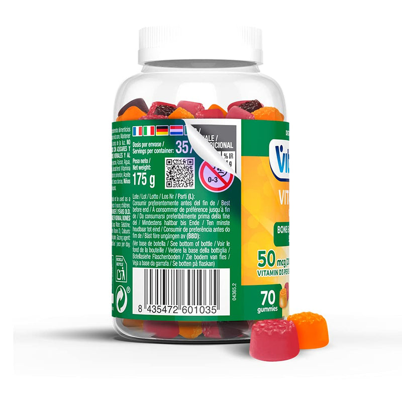 VITALDIN Vitamin D3 Gummies � 2.000 IU per Serving � 70 Chewable Gummies (1-Month Supply); Fruit Flavour � Vitamin D for Bone Health & Immune System Support � Gluten Free � for Kids & Adults - BeesActive Australia