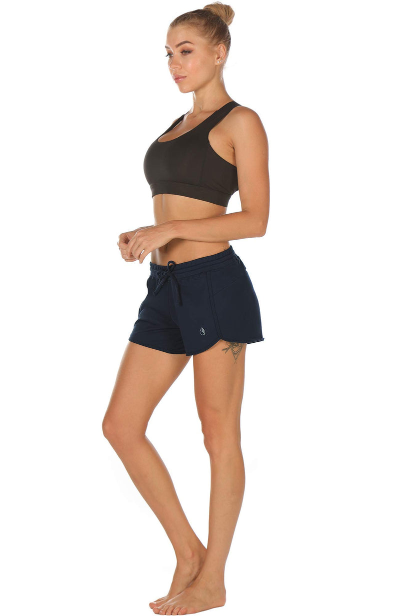 [AUSTRALIA] - icyzone Athletic Lounge Shorts for Women - Running Jogging Workout Cotton Sweat Shorts Navy X-Large 