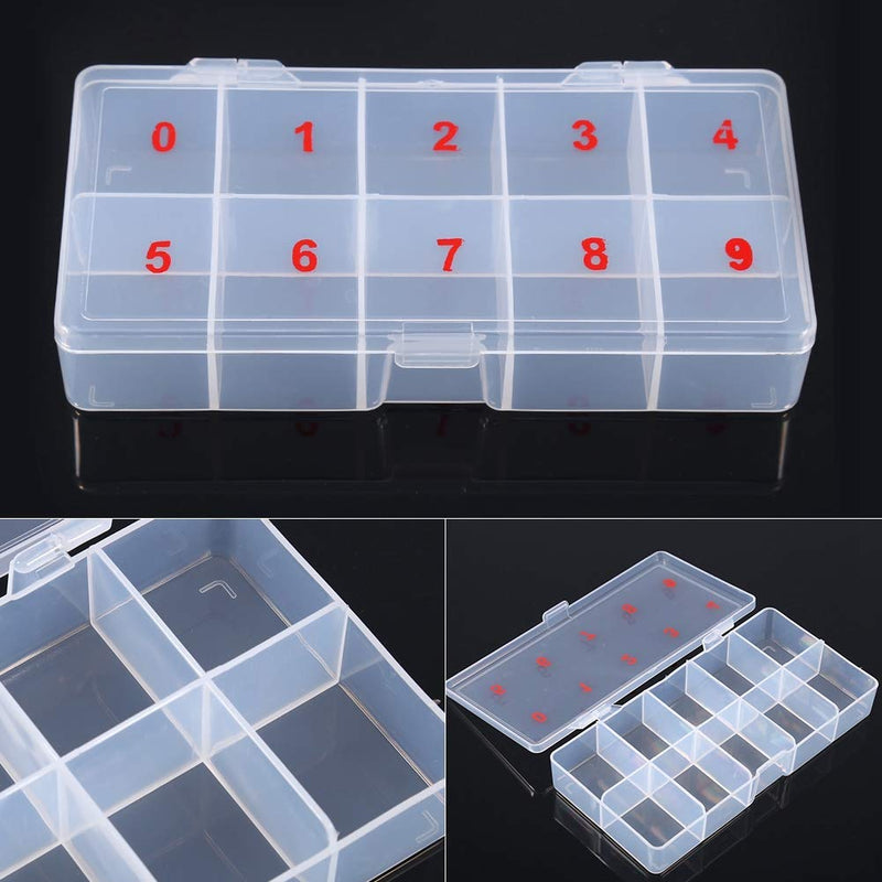 Nail Tips Box 10 Slots Transparent Plastic Empty Transparent False Nail Art Tips Storage Case Box Container Ideal to Store Nail Art Decorations Nail Gel - BeesActive Australia