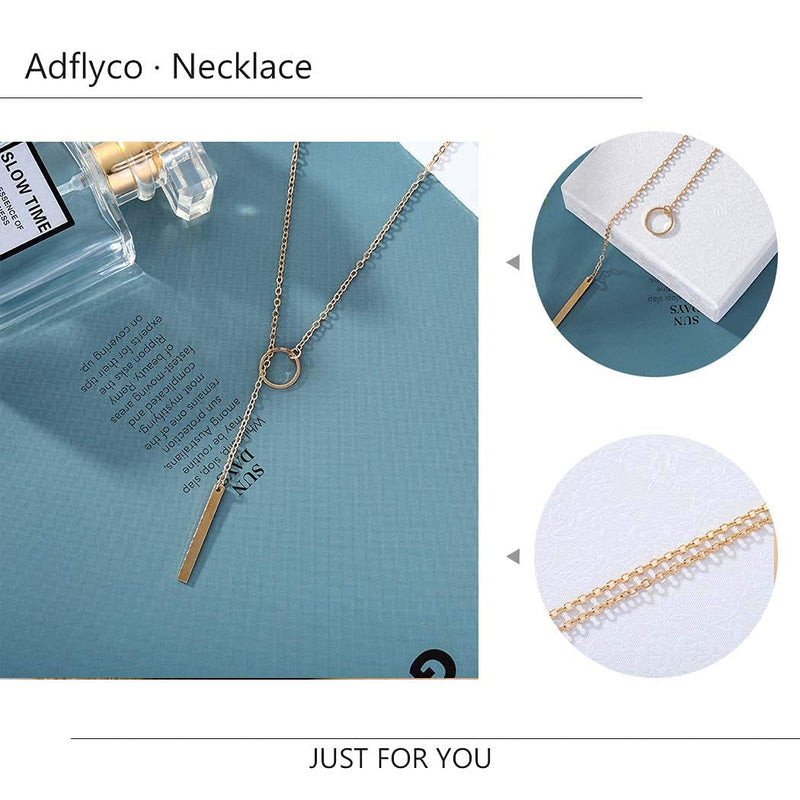Adflyco Boho Bar Necklace Gold Circle Pendant Necklaces Chain Jewelry Adjustable for Women and Girls - BeesActive Australia