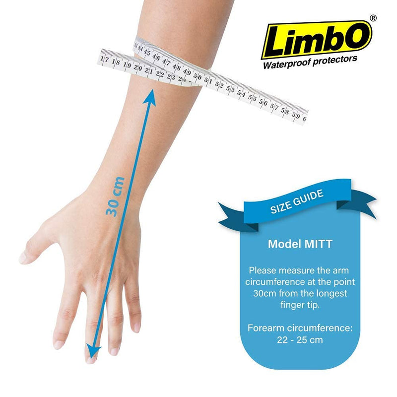 LimbO Waterproof Protectors Dressing Cover, Adult Hand Shower Cover MITT, 22 to 25 cm Forearm Circumference - BeesActive Australia