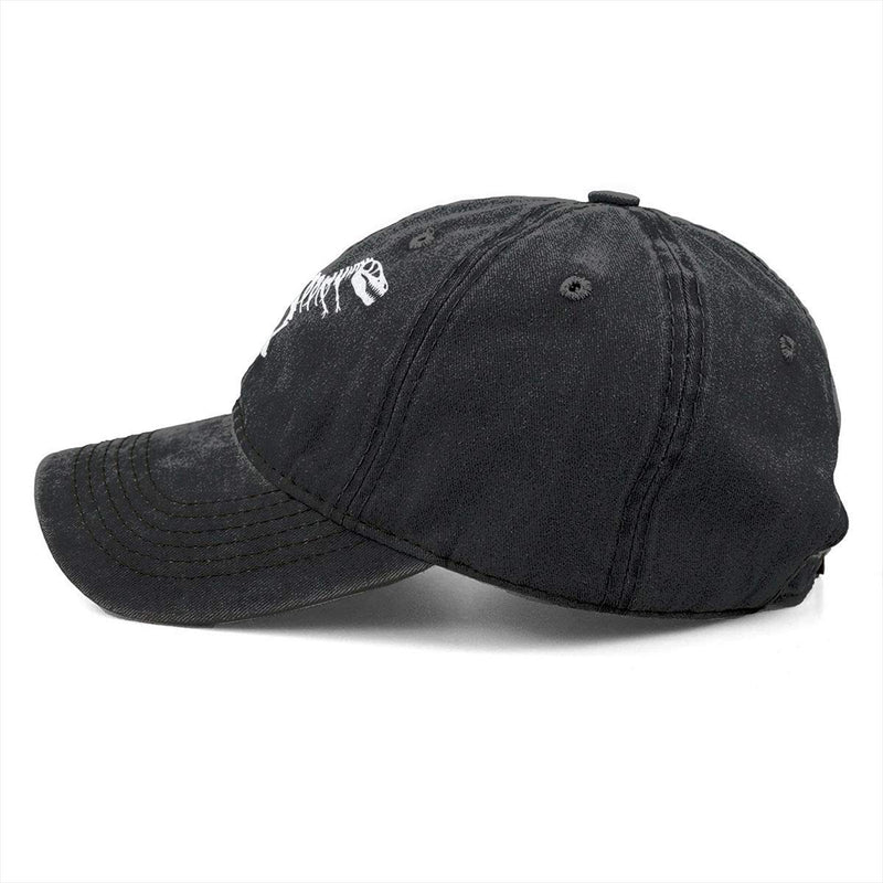 Unisex T Rex Skeleton Dinosaur Denim Hat Adjustable Washed Dyed Cotton Dad Baseball Caps One Size Black - BeesActive Australia