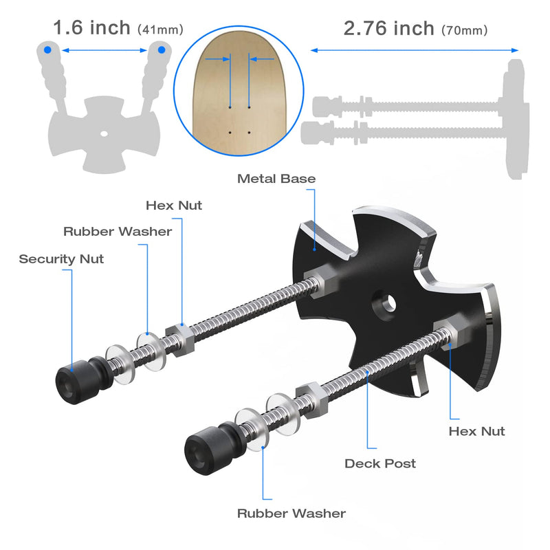 YEZRO Skateboard Wall Mount, Skateboard Wall Hanger for Skateboard Deck Display 2 Packs All Metal - BeesActive Australia