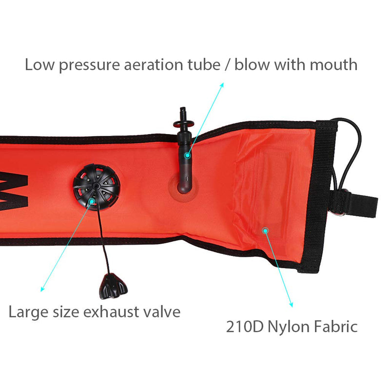 [AUSTRALIA] - Seafard 4ft/5ft Scuba Diving Open Bottom Surface Marker Buoy (SMB) with 49ft/98ft Finger Spool Alloy Dive Reel and Double Ended Bolt Clip Gray Reel+Red SMB 4ft SMB 49ft Reel 