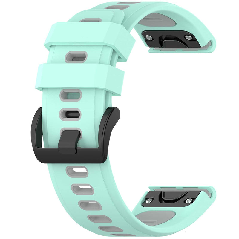XHNee Fit for Garmin Fenix 6X Sapphire Watch Bands, 26mm Quick Fit Silicone Bands Replacement Straps Accessory Wrist Bands Fit for Garmin Fenix 5X Plus/Fenix 6X Pro/Fenix 3 for Women Men Hot Mint - BeesActive Australia
