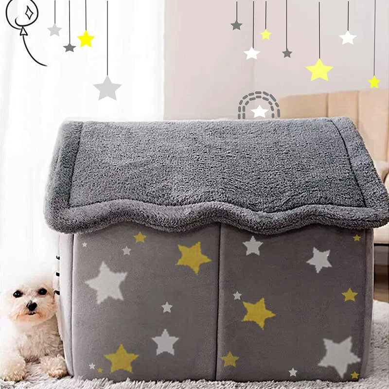 Aquarius CiCi Dog House Indoor, Foldable Dog House Kennel Bed Mat with Cushion for Small Medium Large Dogs Cats, Winter Warm Cat Nest Puppy Cave Sofa Pet Products (Small), Green, Gray, Pink (CYZ47) - BeesActive Australia