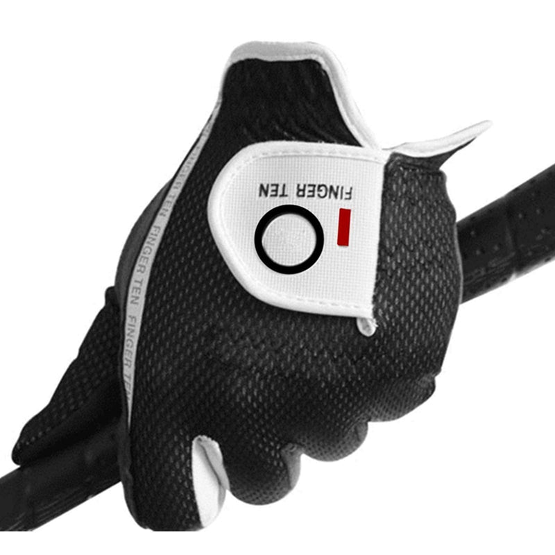 FINGER TEN Men’s Golf Glove Left Hand Rain Grip Pack, Durable Fit for Hot Wet All Weather Black Small - BeesActive Australia