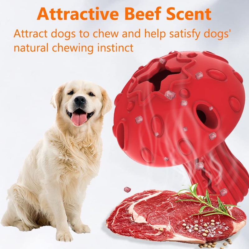 Dog Chew Toy for Large & Medium Dogs, Rubber Treat Dispensing Toy for Aggressive Chewers, Interactive Slow Feeder Tough Puzzle Toys Teeth Cleaning Red - BeesActive Australia