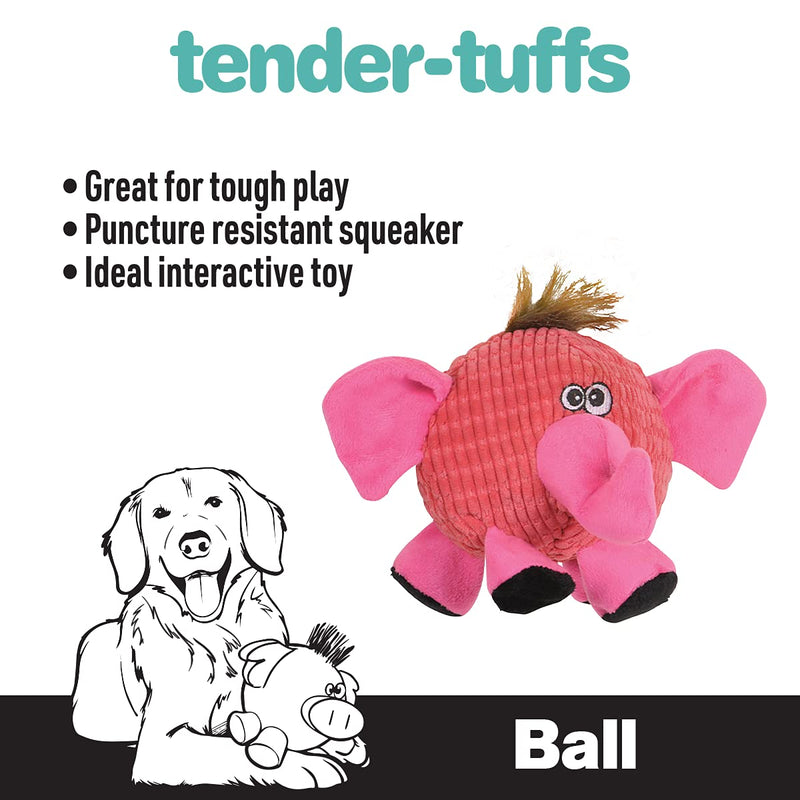 Snuggle Puppy Tender-Tuffs Ball - Round Pink Elephant Plush Dog Toy - Cute and Fun Plush Ball with Squeakers - BeesActive Australia