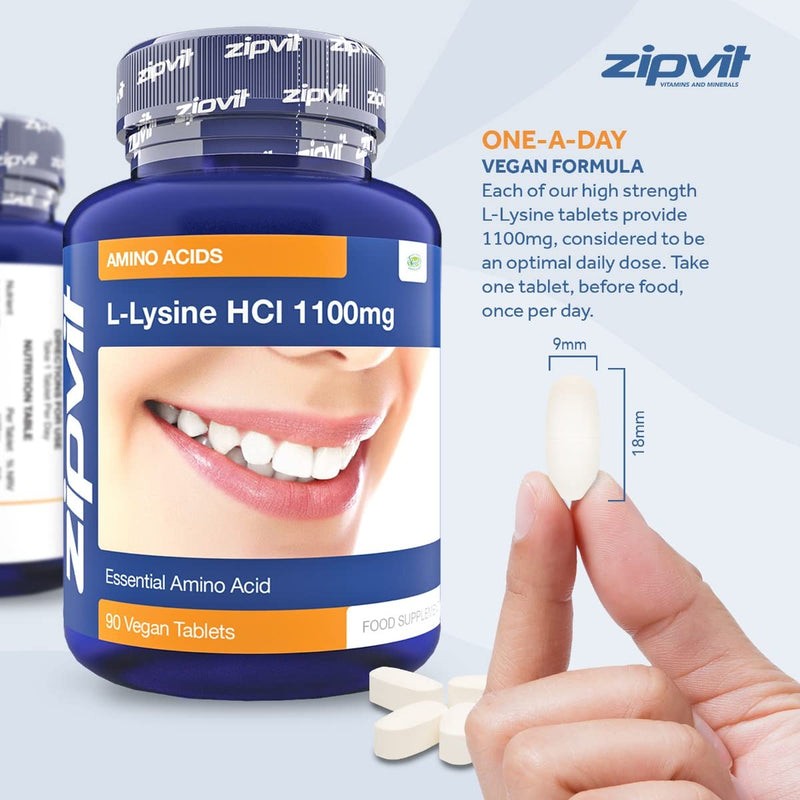 L-Lysine 1100mg Tablets. High Strength Essential Amino Acid, Vegan and Vegetarian, 90 Tablets, 3 Months Supply - BeesActive Australia
