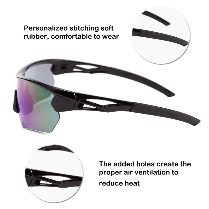 Karsaer Polarized Sports Sunglasses Cycling Sun Glasses with 4 Interchangeable Lenses for Men Women Running Driving Golf Baseball Glasses Blue - BeesActive Australia