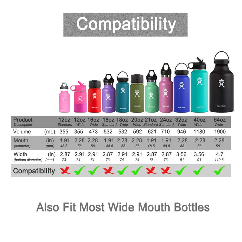 WISH Wide Mouth Twist Lid with Flexible Handle Compatible with Hydro Flask, Simple Modern, Takeya - Fits Most Wide Mouth Water Bottles (Black, 1 Pack) - BeesActive Australia