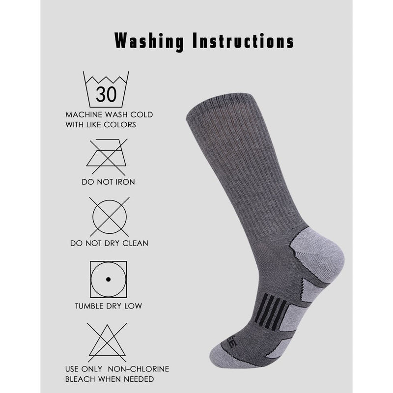 JOYNÉE Mens 6 Pack Athletic Cushion Crew Socks Performance Running Socks Grey 1(6 Pairs) - BeesActive Australia